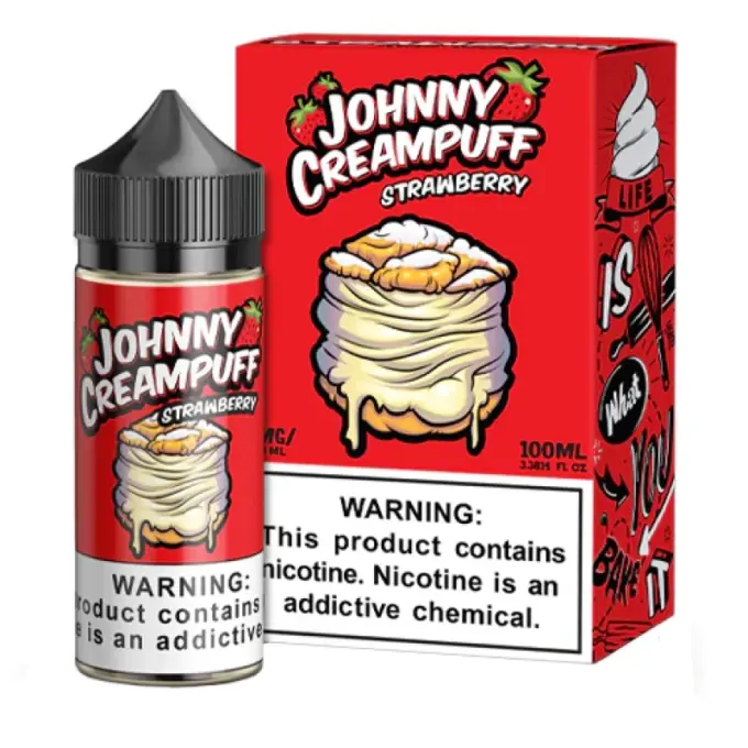 JOHNNY CREAMPUFF BY TINTED BREW - STRAWBERRY CREAMPUFF - FREEBASE- 100ML-6MG