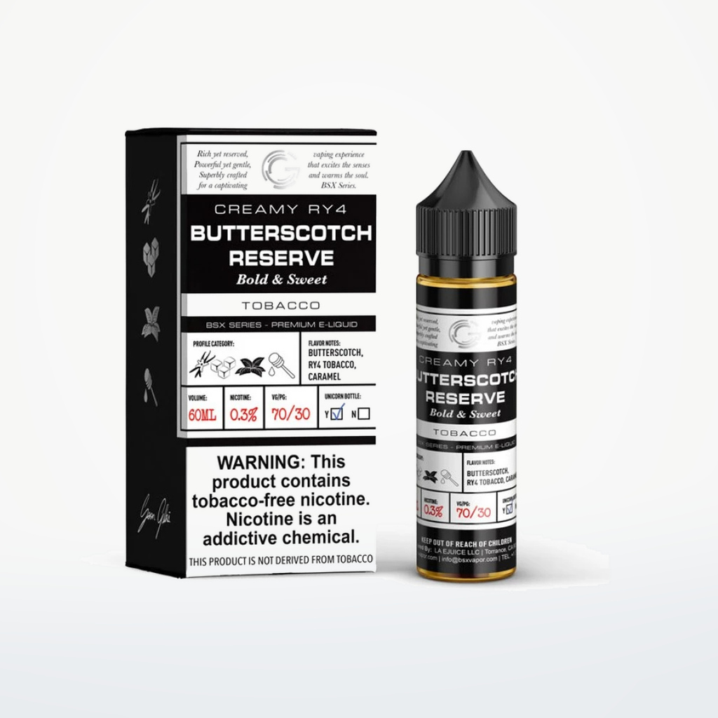 GLAS BASIX BSX SERIES - BUTTERSCOTCH RESERVE -FREEBASE-60ML-6MG - SKU H3-20