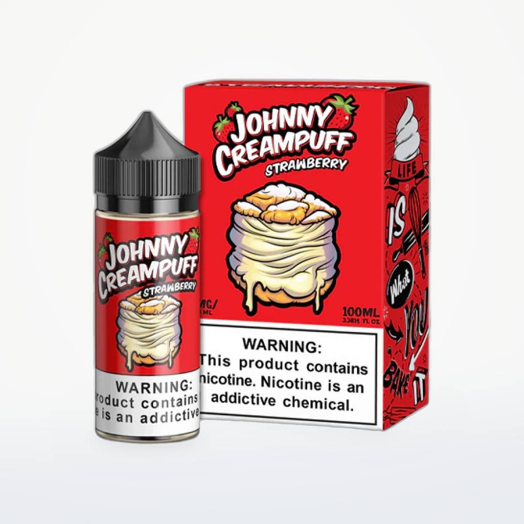 JOHNNY CREAMPUFF BY TINTED BREW - STRAWBERRY CREAMPUFF - FREEBASE- 100ML-6MG - SKU G3-17