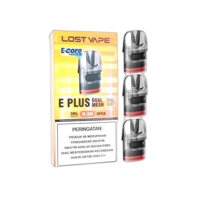 LOSTVAPE : E PLUS CARTRIDGE DUAL MESH 3ML(3PCS)